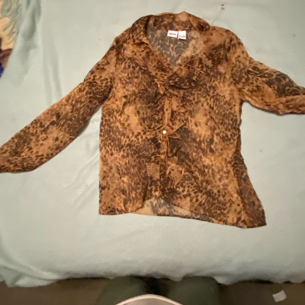 Together, Button Up Blouse, Share Leopard Print S… - image 1